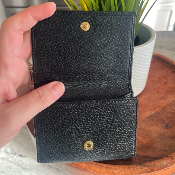 GUCCI Black Pebbled Leather Marmont Compact Tri-Fold Wallet - Picture 6 of 8